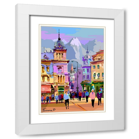 Fantasy City White Modern Wood Framed Art Print with Double Matting by Pansanit, Surapol