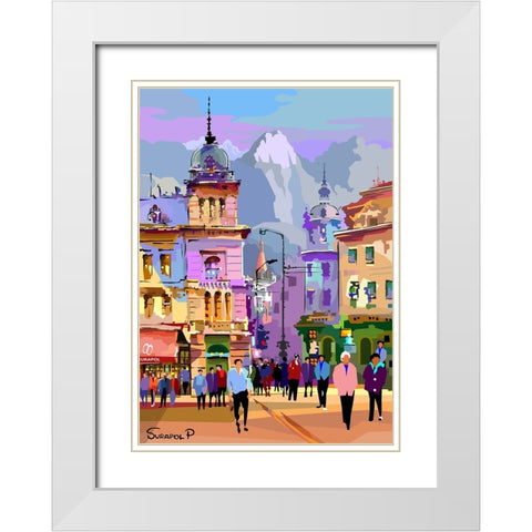 Fantasy City White Modern Wood Framed Art Print with Double Matting by Pansanit, Surapol