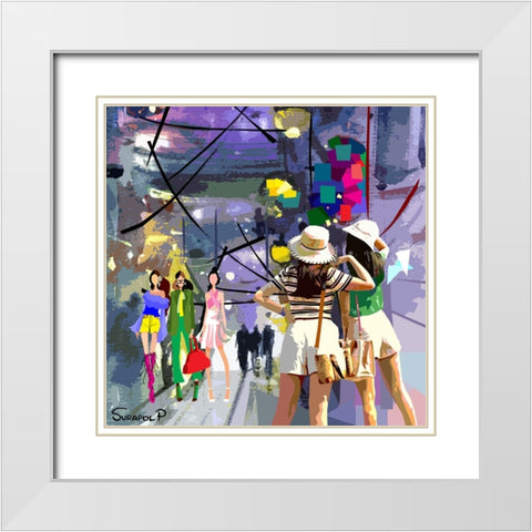 Happy Night White Modern Wood Framed Art Print with Double Matting by Pansanit, Surapol