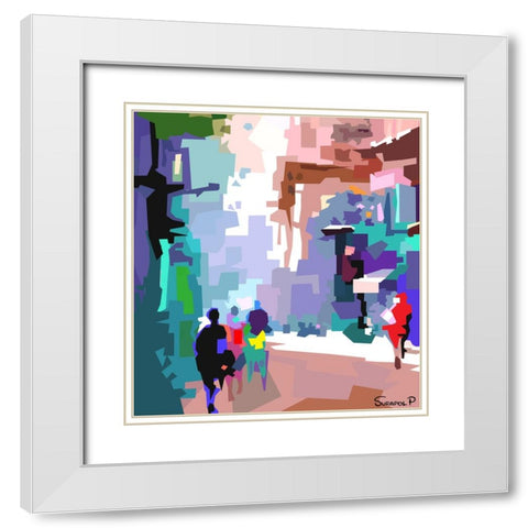 Quiet City White Modern Wood Framed Art Print with Double Matting by Pansanit, Surapol