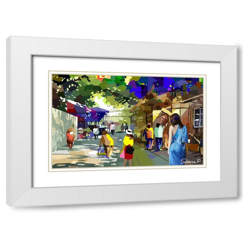 Small Town House White Modern Wood Framed Art Print with Double Matting by Pansanit, Surapol