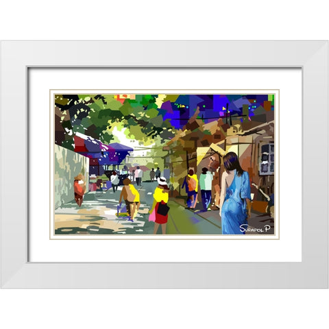 Small Town House White Modern Wood Framed Art Print with Double Matting by Pansanit, Surapol