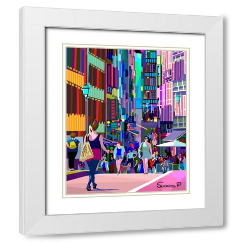 Street Fashion White Modern Wood Framed Art Print with Double Matting by Pansanit, Surapol