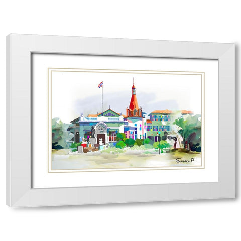 The Palace White Modern Wood Framed Art Print with Double Matting by Pansanit, Surapol