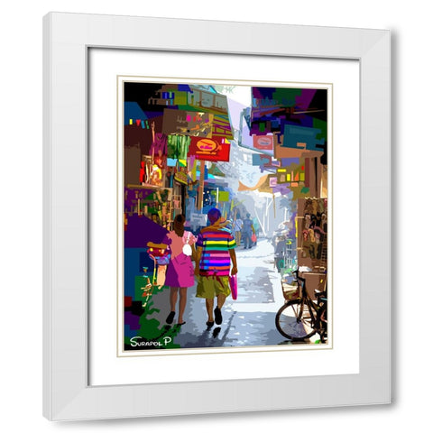 Alley In The City White Modern Wood Framed Art Print with Double Matting by Pansanit, Surapol