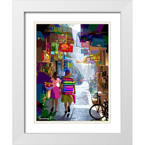 Alley In The City White Modern Wood Framed Art Print with Double Matting by Pansanit, Surapol