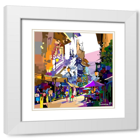 Urban Community White Modern Wood Framed Art Print with Double Matting by Pansanit, Surapol