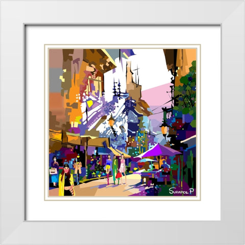 Urban Community White Modern Wood Framed Art Print with Double Matting by Pansanit, Surapol