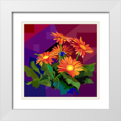 Flower White Modern Wood Framed Art Print with Double Matting by Pansanit, Surapol