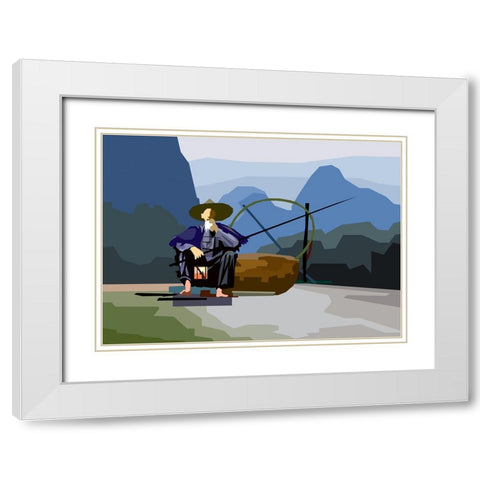 Fisherman White Modern Wood Framed Art Print with Double Matting by Pansanit, Surapol