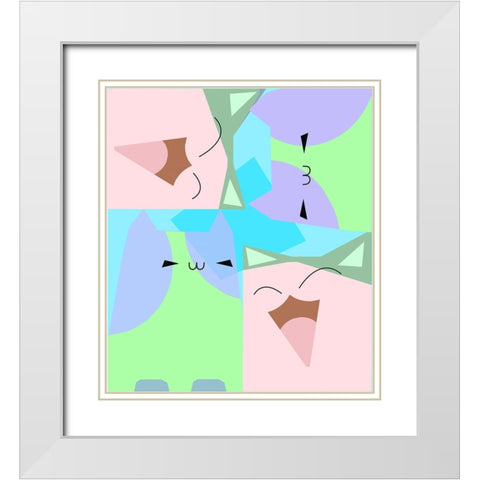 The Cat 005 White Modern Wood Framed Art Print with Double Matting by Pansanit, Surapol