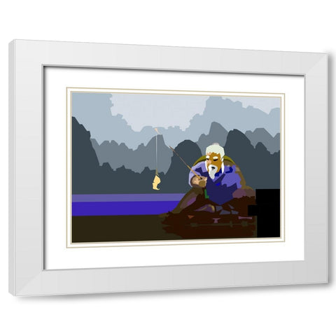 Fishman White Modern Wood Framed Art Print with Double Matting by Pansanit, Surapol