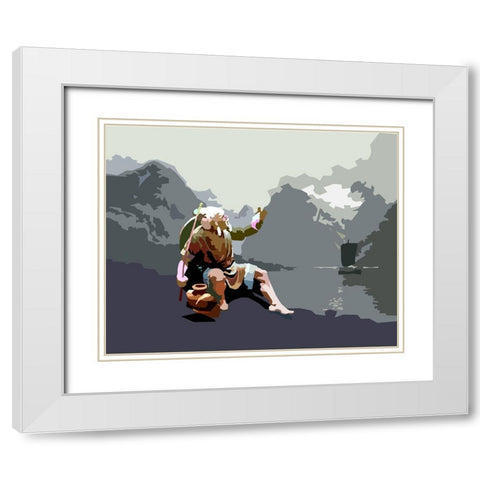 Old Fisherman White Modern Wood Framed Art Print with Double Matting by Pansanit, Surapol