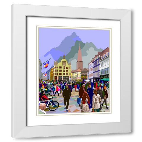 Old Town Travel White Modern Wood Framed Art Print with Double Matting by Pansanit, Surapol