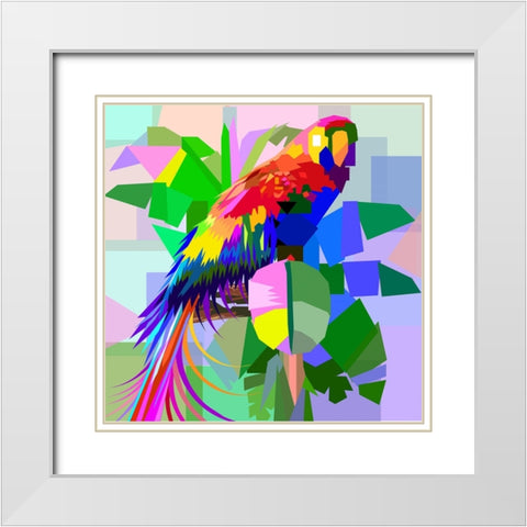 Bird 001 White Modern Wood Framed Art Print with Double Matting by Pansanit, Surapol