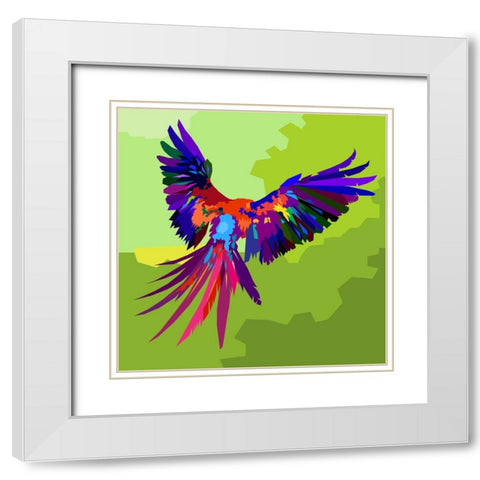 Bird 002 White Modern Wood Framed Art Print with Double Matting by Pansanit, Surapol