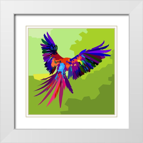 Bird 002 White Modern Wood Framed Art Print with Double Matting by Pansanit, Surapol