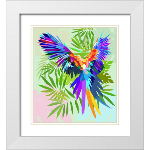 Bird 003 White Modern Wood Framed Art Print with Double Matting by Pansanit, Surapol