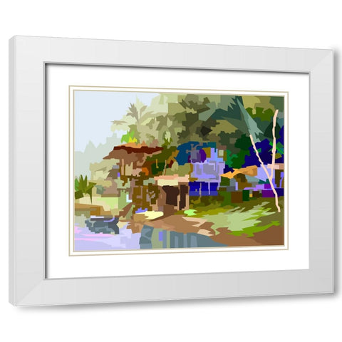 Waterfront House White Modern Wood Framed Art Print with Double Matting by Pansanit, Surapol
