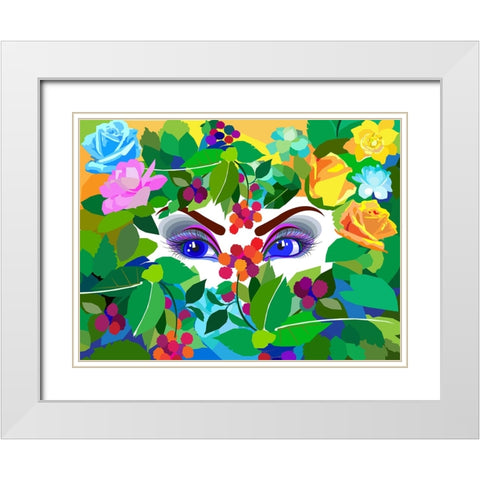 My Flowers - Eyes White Modern Wood Framed Art Print with Double Matting by Pansanit, Surapol