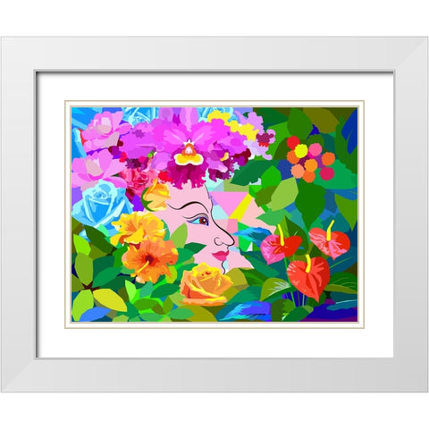 Nature Flower Woman White Modern Wood Framed Art Print with Double Matting by Pansanit, Surapol