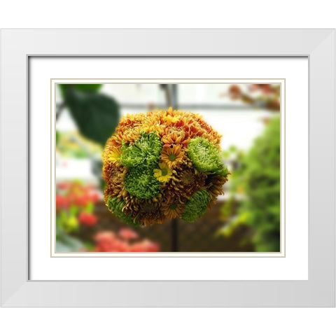 Chrysanthemum Bouquet White Modern Wood Framed Art Print with Double Matting by Bonin, Suzanne