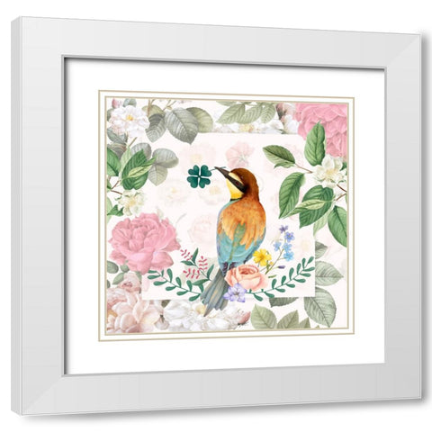 Beautiful Birdie White Modern Wood Framed Art Print with Double Matting by The Font Diva