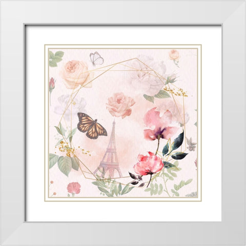 Butterfly Garden White Modern Wood Framed Art Print with Double Matting by The Font Diva