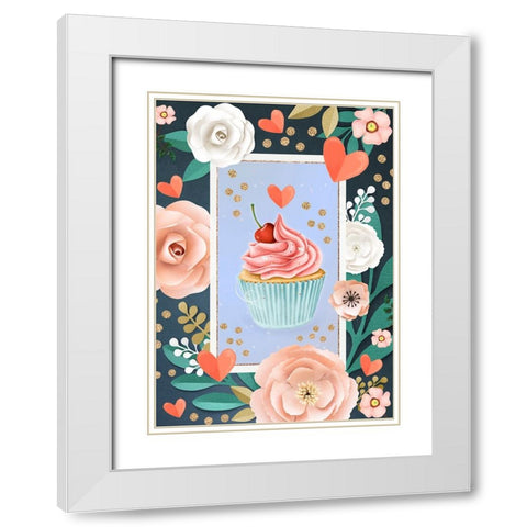 Cherry On Top White Modern Wood Framed Art Print with Double Matting by The Font Diva