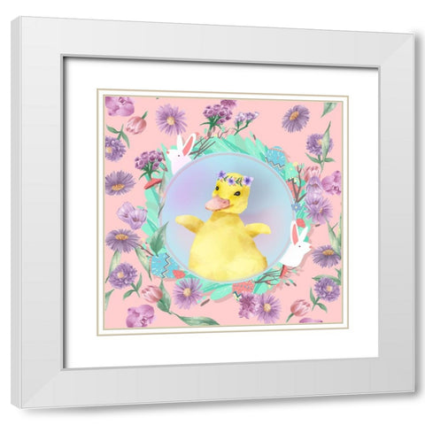 Darling Duckling White Modern Wood Framed Art Print with Double Matting by The Font Diva