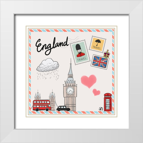 England White Modern Wood Framed Art Print with Double Matting by The Font Diva