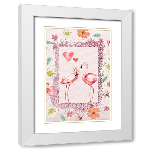 Flamingo Flattery White Modern Wood Framed Art Print with Double Matting by The Font Diva
