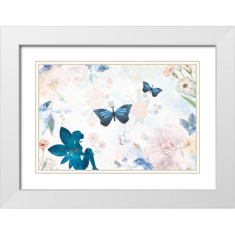 Flower Fairy White Modern Wood Framed Art Print with Double Matting by The Font Diva