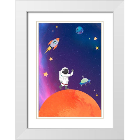 Galaxy Guy White Modern Wood Framed Art Print with Double Matting by The Font Diva