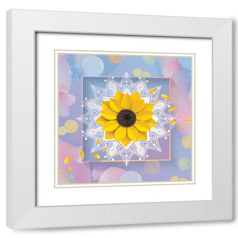 Get Happy White Modern Wood Framed Art Print with Double Matting by The Font Diva