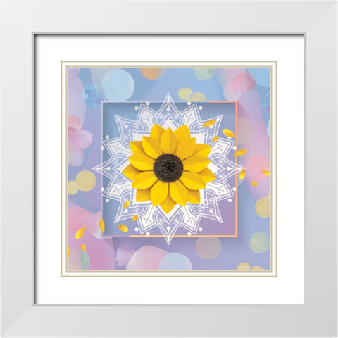 Get Happy White Modern Wood Framed Art Print with Double Matting by The Font Diva