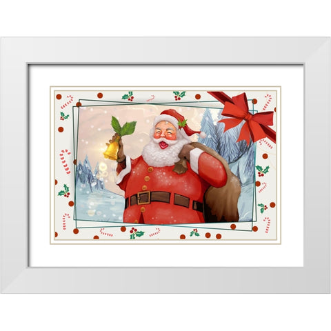 Holly Jolly Christmas White Modern Wood Framed Art Print with Double Matting by The Font Diva