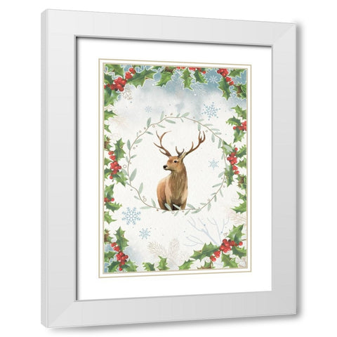 Holly The Reindeer White Modern Wood Framed Art Print with Double Matting by The Font Diva