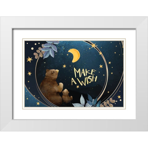 Make A Wish White Modern Wood Framed Art Print with Double Matting by The Font Diva