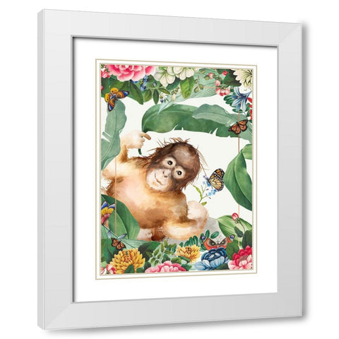 Monkey Around White Modern Wood Framed Art Print with Double Matting by The Font Diva