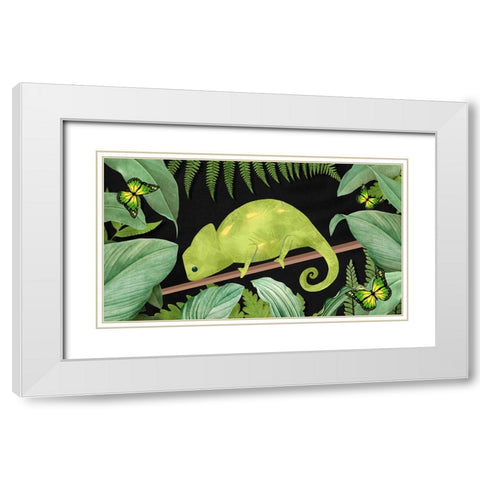 Not Easy Being Green White Modern Wood Framed Art Print with Double Matting by The Font Diva