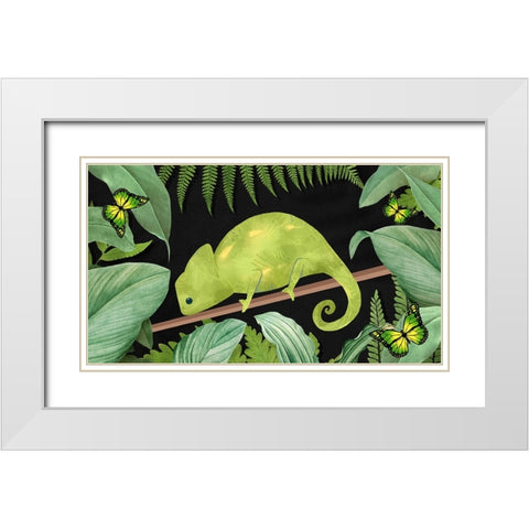 Not Easy Being Green White Modern Wood Framed Art Print with Double Matting by The Font Diva