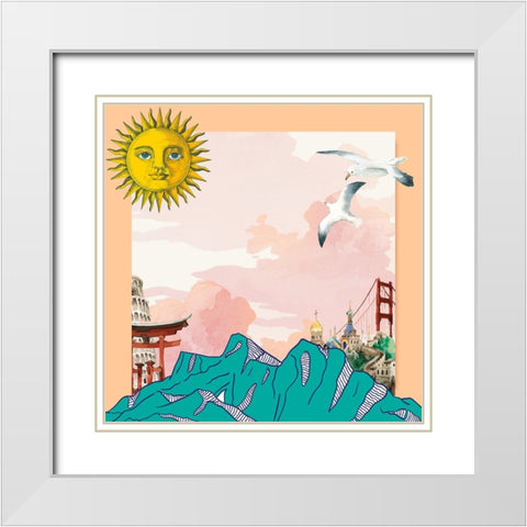 Sunshine State Of Mind White Modern Wood Framed Art Print with Double Matting by The Font Diva