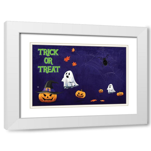 Trick Or Treat White Modern Wood Framed Art Print with Double Matting by The Font Diva