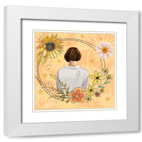 Beanie White Modern Wood Framed Art Print with Double Matting by The Font Diva