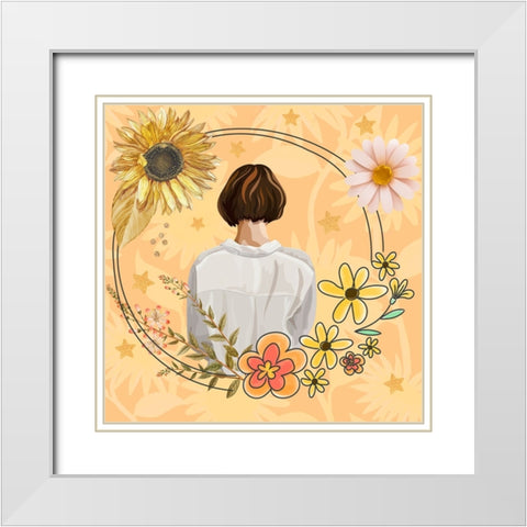 Beanie White Modern Wood Framed Art Print with Double Matting by The Font Diva