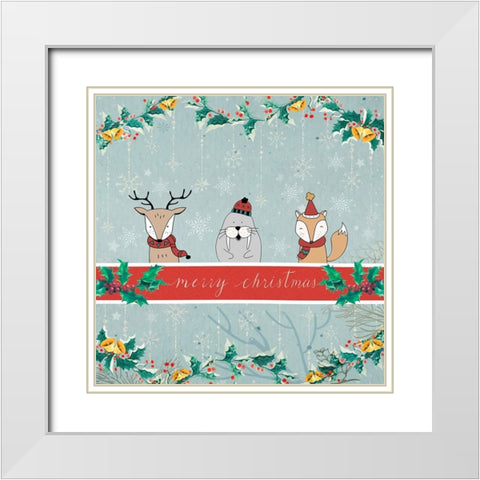 Merry Christmas White Modern Wood Framed Art Print with Double Matting by The Font Diva