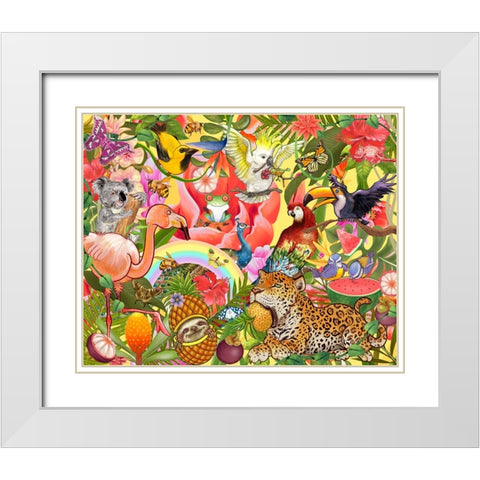Jungle Jam White Modern Wood Framed Art Print with Double Matting by The Font Diva
