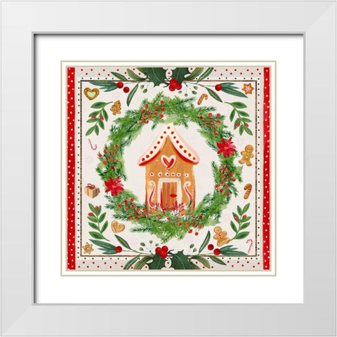 Holly Holiday White Modern Wood Framed Art Print with Double Matting by The Font Diva