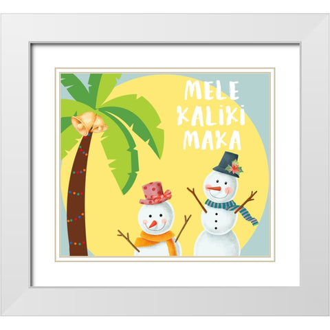 Mele Kaliki Maka White Modern Wood Framed Art Print with Double Matting by The Font Diva